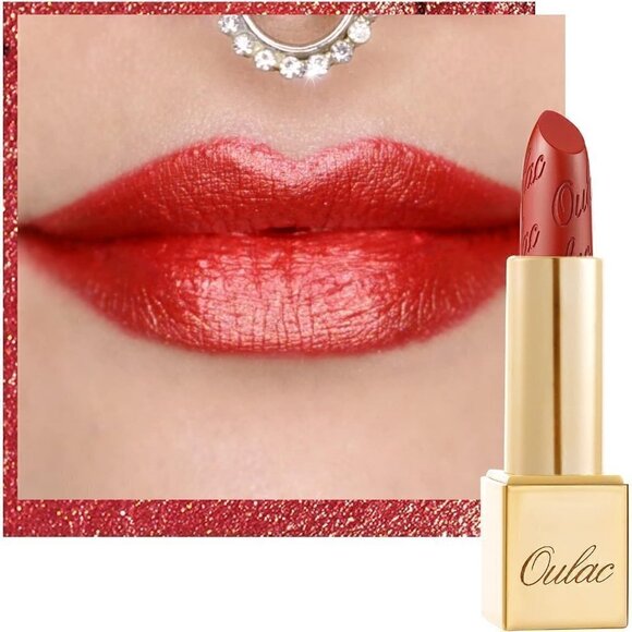 Oulac Women Metallic Shine Orange High Impact Moisturizing Lipstick Dangerous 02 - Picture 1 of 8